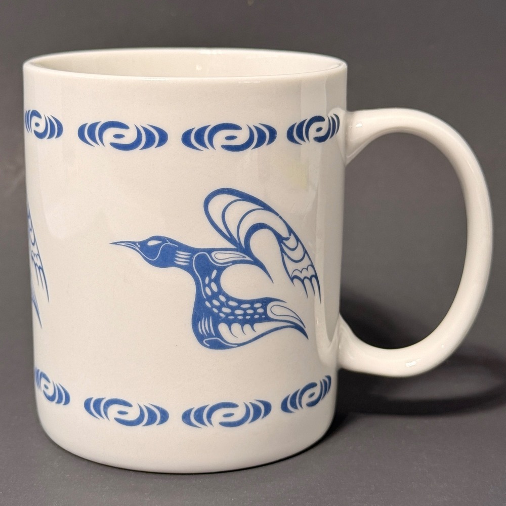 Native Home Mark A Jacobson Ojibway Loon Coffee Mug Blue White Canada Ceramic